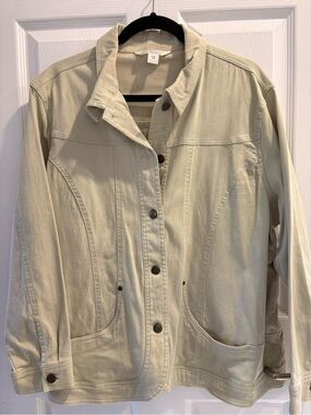 Women's size 20 W Light Sage/Cream Button-Front Jean Jacket. Like new